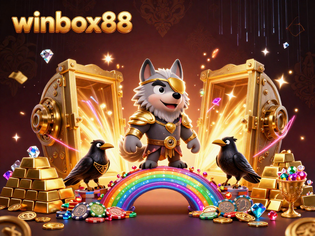 winbox88 offers thrilling gameplay with vibrant Norse mythology characters surrounded by golden treasures.