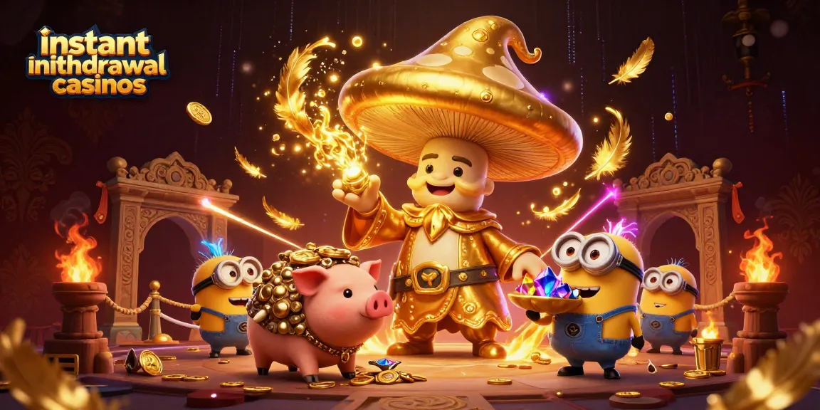 Experience instant withdrawal casinos featuring magical characters and vibrant golden treasures.