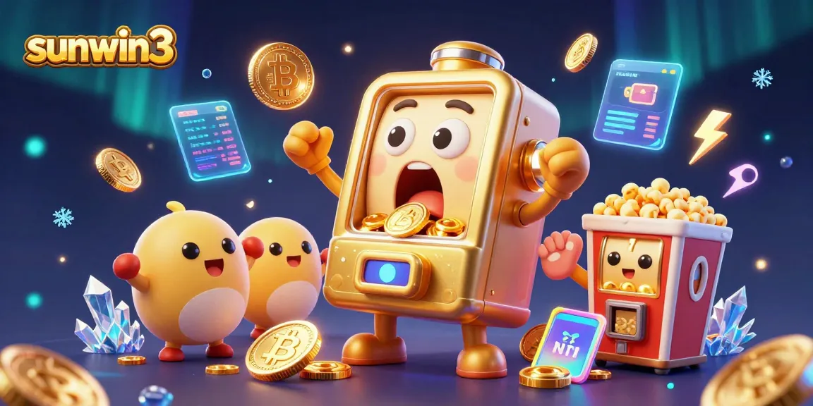 Spin the sunwin3 slot machine hitting its jackpot as coins overflow, creating excitement and winning moments.